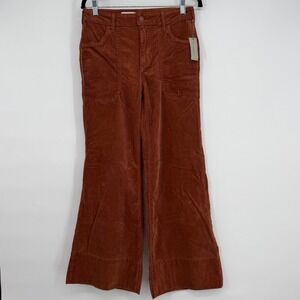 Pilcro Anthropologie Cedar Corduroy Wide Leg Pants 27P Petite Rust Brown